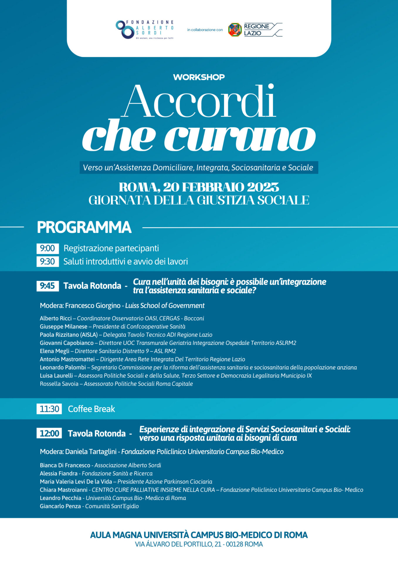 Accordi che Curano - Programma Workshop - Fondazione Alberto Sordi