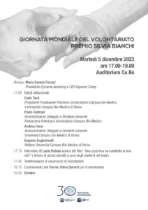 Giornata Mondiale del Volontariato - Premio Silvia Bianchi